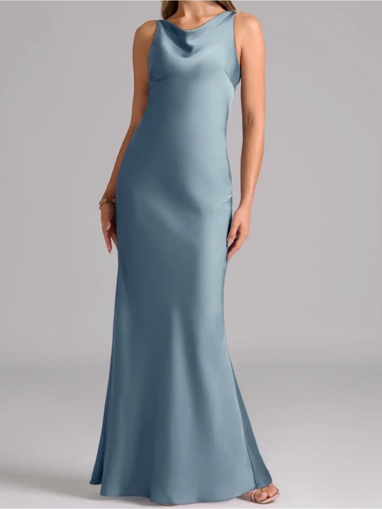 Sincerly Jules Dresses & Skirts - Sincerely Jules Satin Cowl Neck Maxi Dress in Dusty Blue